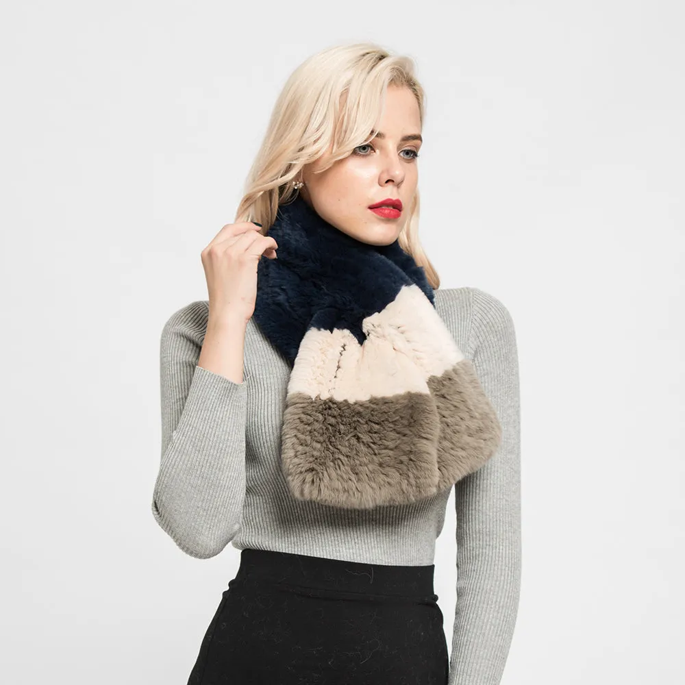 Thick Knitted Real Rex Rabbit Fur Scarf Lady Casual Muffler Multicolor Neck