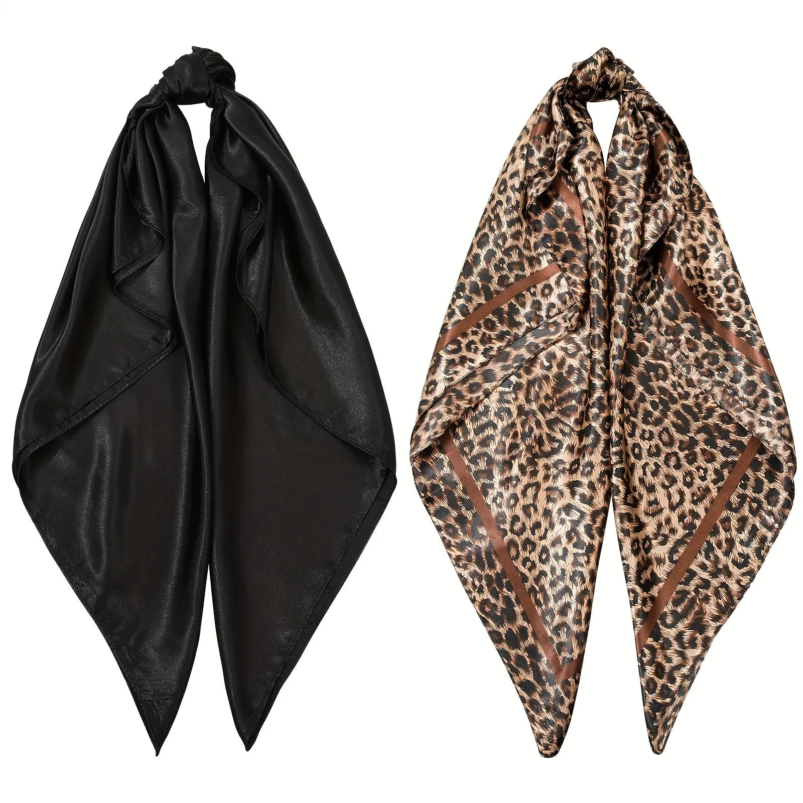 Thin Silky Boho Hair Scarves, Bohemian Hair Wraps 2pcs 35.5"