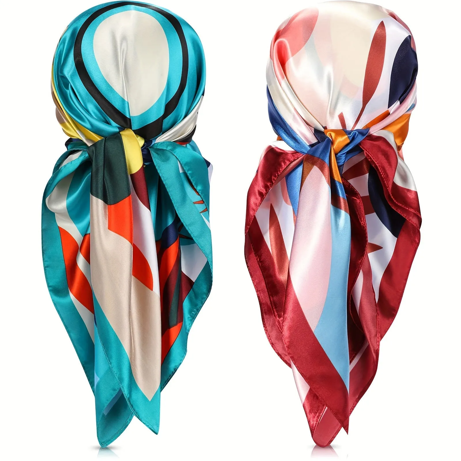 Thin Silky Boho Hair Scarves, Bohemian Hair Wraps 2pcs 35.5"