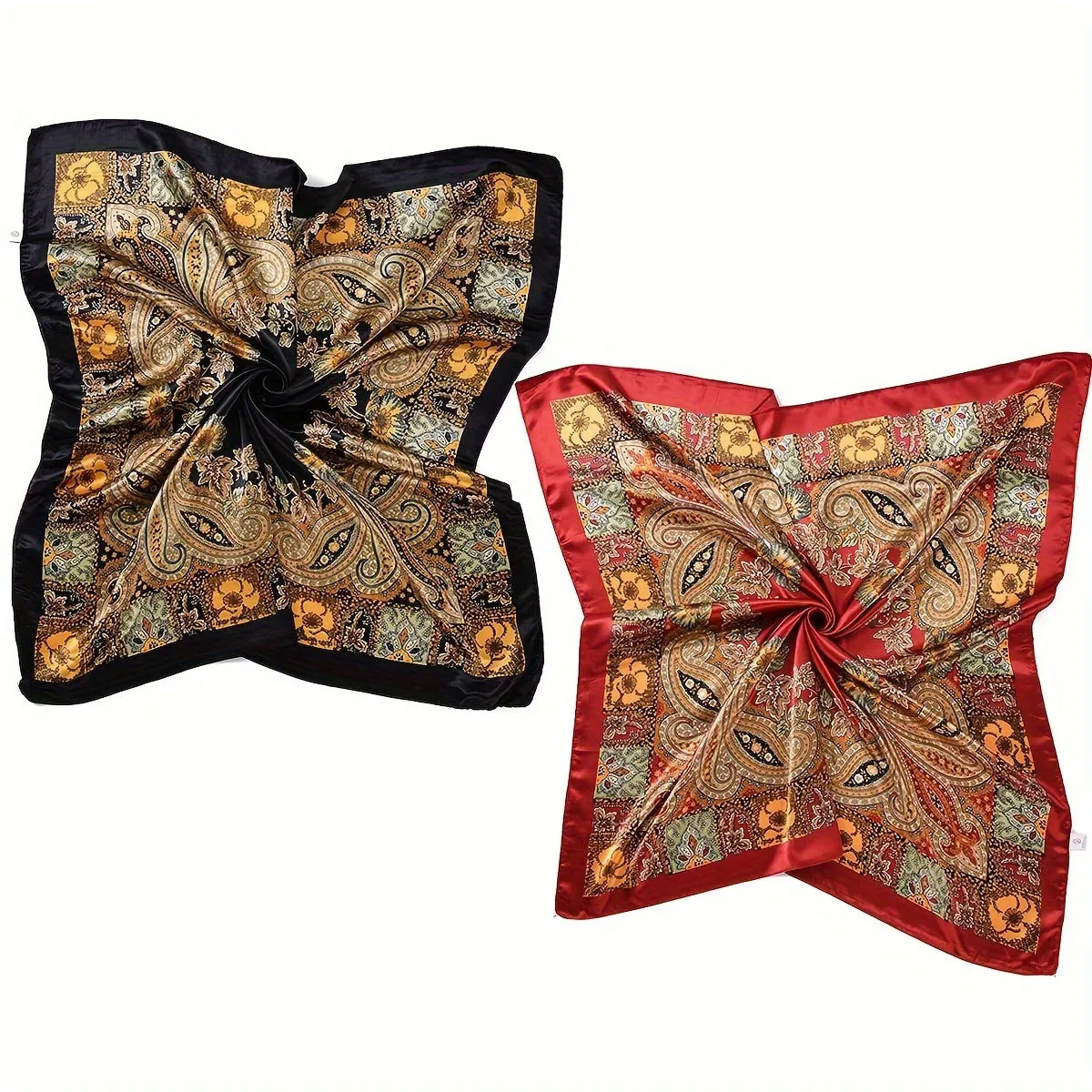 Thin Silky Boho Hair Scarves, Bohemian Hair Wraps 2pcs 35.5"