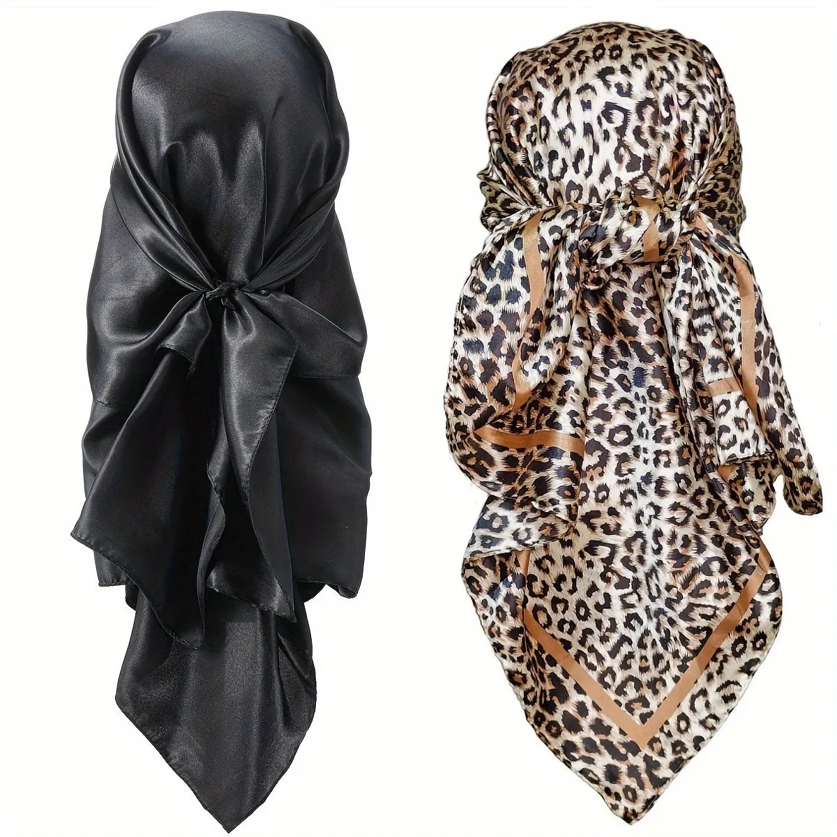 Thin Silky Boho Hair Scarves, Bohemian Hair Wraps 2pcs 35.5"