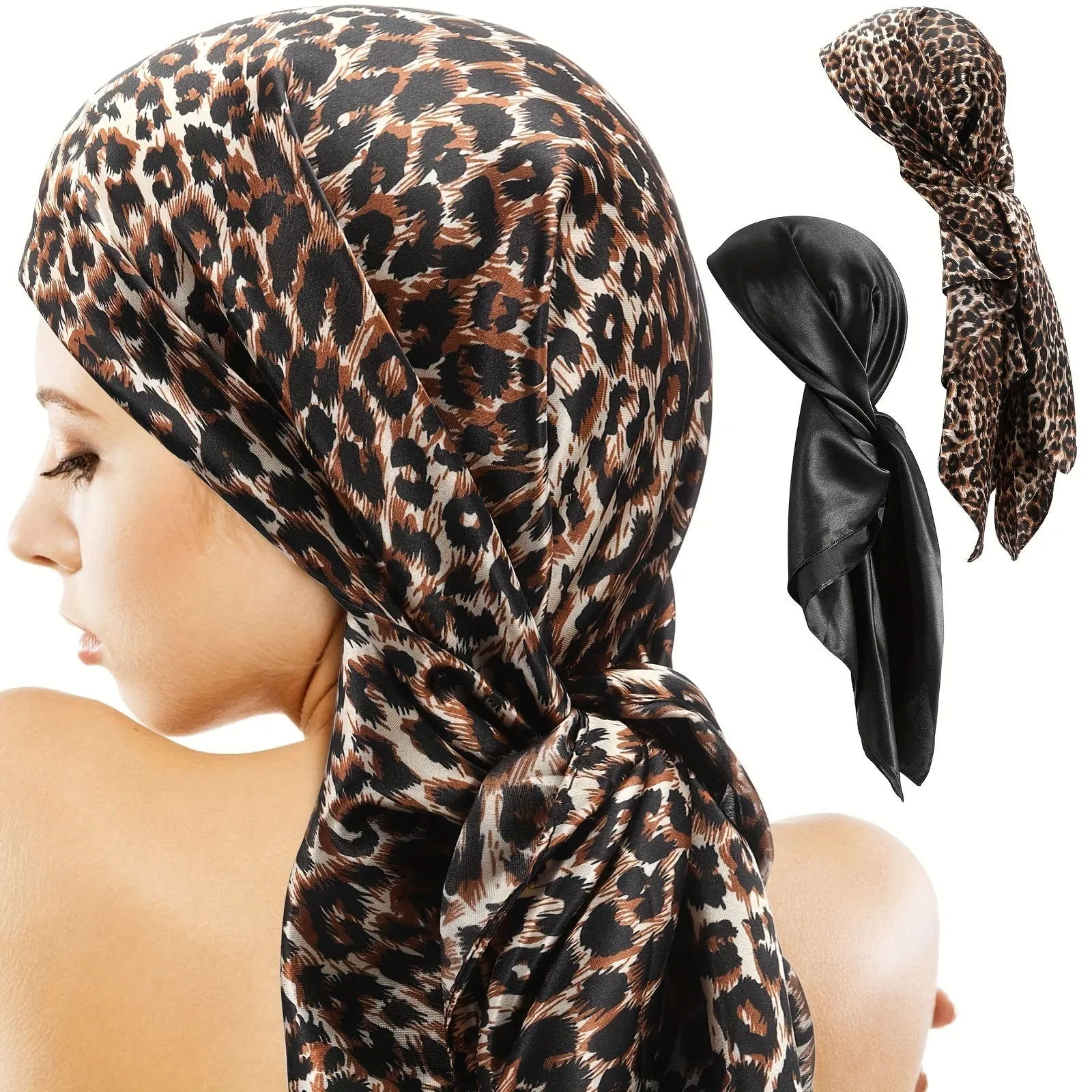 Thin Silky Boho Hair Scarves, Bohemian Hair Wraps 2pcs 35.5"