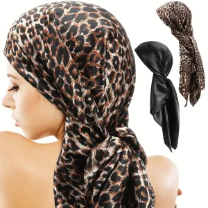 Thin Silky Boho Hair Scarves, Bohemian Hair Wraps 2pcs 35.5"