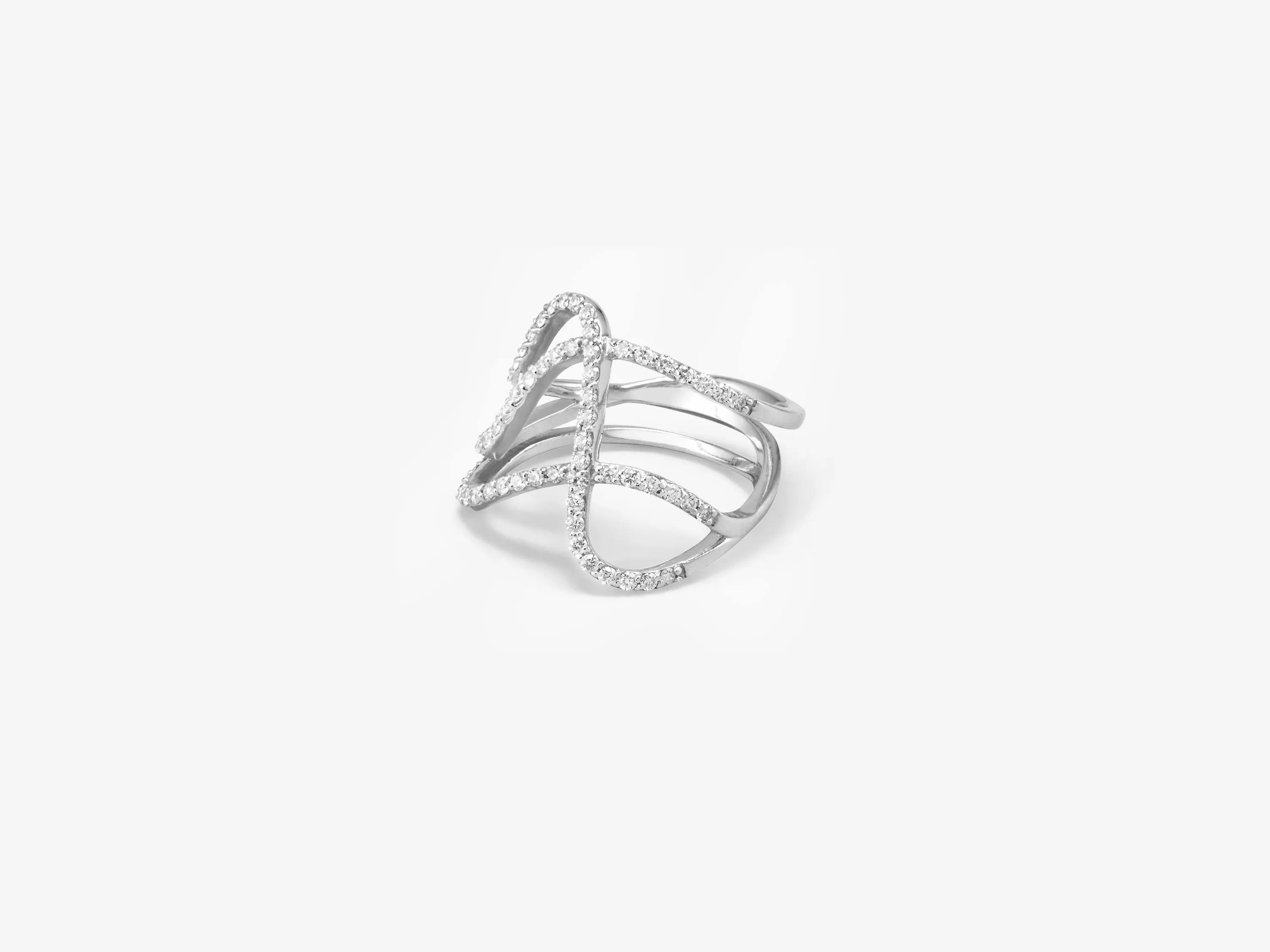 Three Row Curved Diamond Pavé Ring