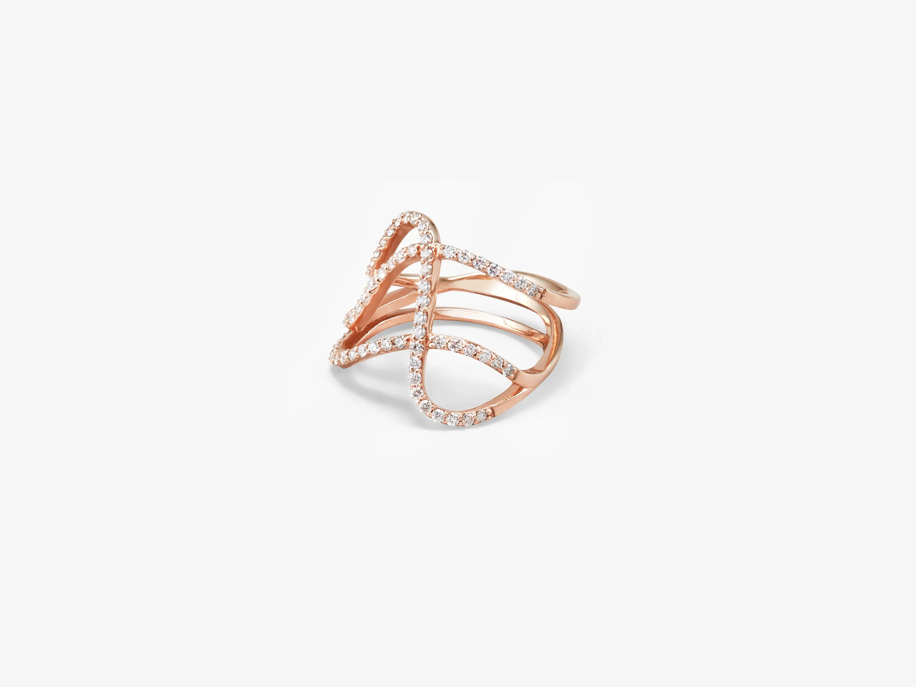Three Row Curved Diamond Pavé Ring