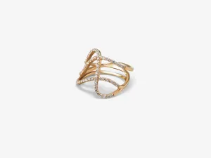 Three Row Curved Diamond Pavé Ring