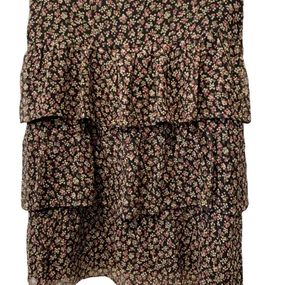 Tibi 100% Silk 3-Tiered Skirt Medium