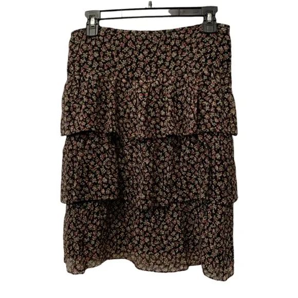 Tibi 100% Silk 3-Tiered Skirt Medium