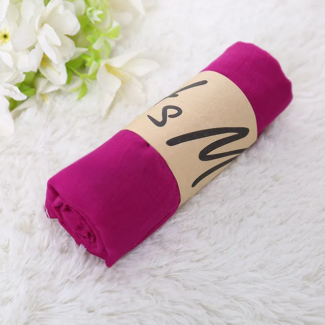 TieSet Linen Scarves Solid Color Cape Shawl Ultra Luxury Brand Muslim Hijab Muffler Scarf Candy Color Womens Scarves 60x180cm
