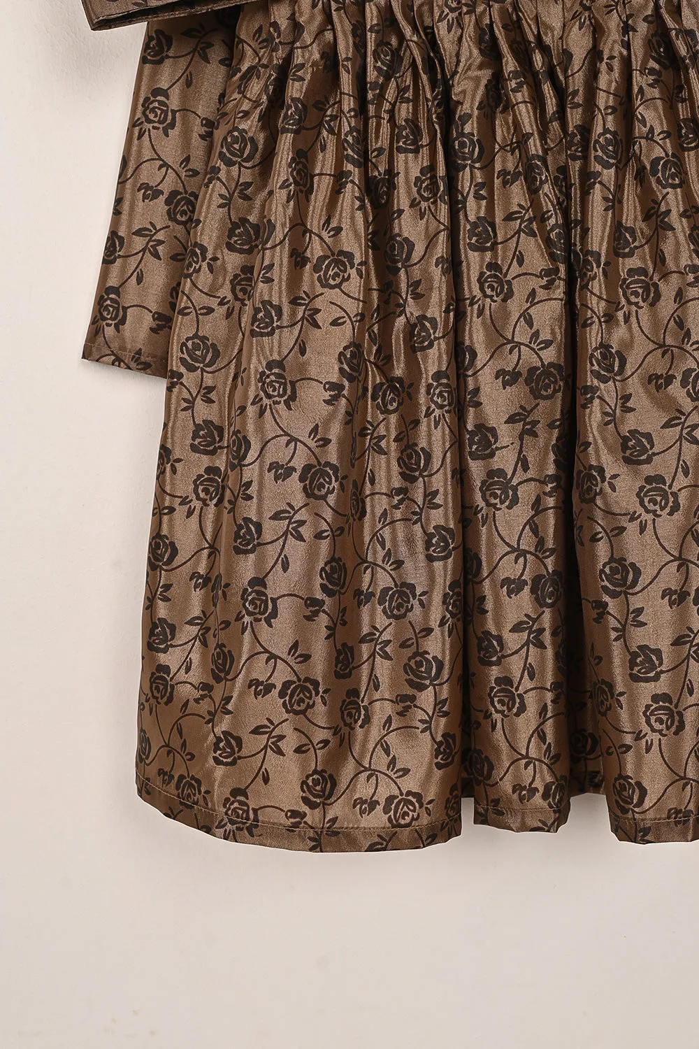 TKF-252-Brown - Kids 3Pc Ready to Wear Silk Printed Frock