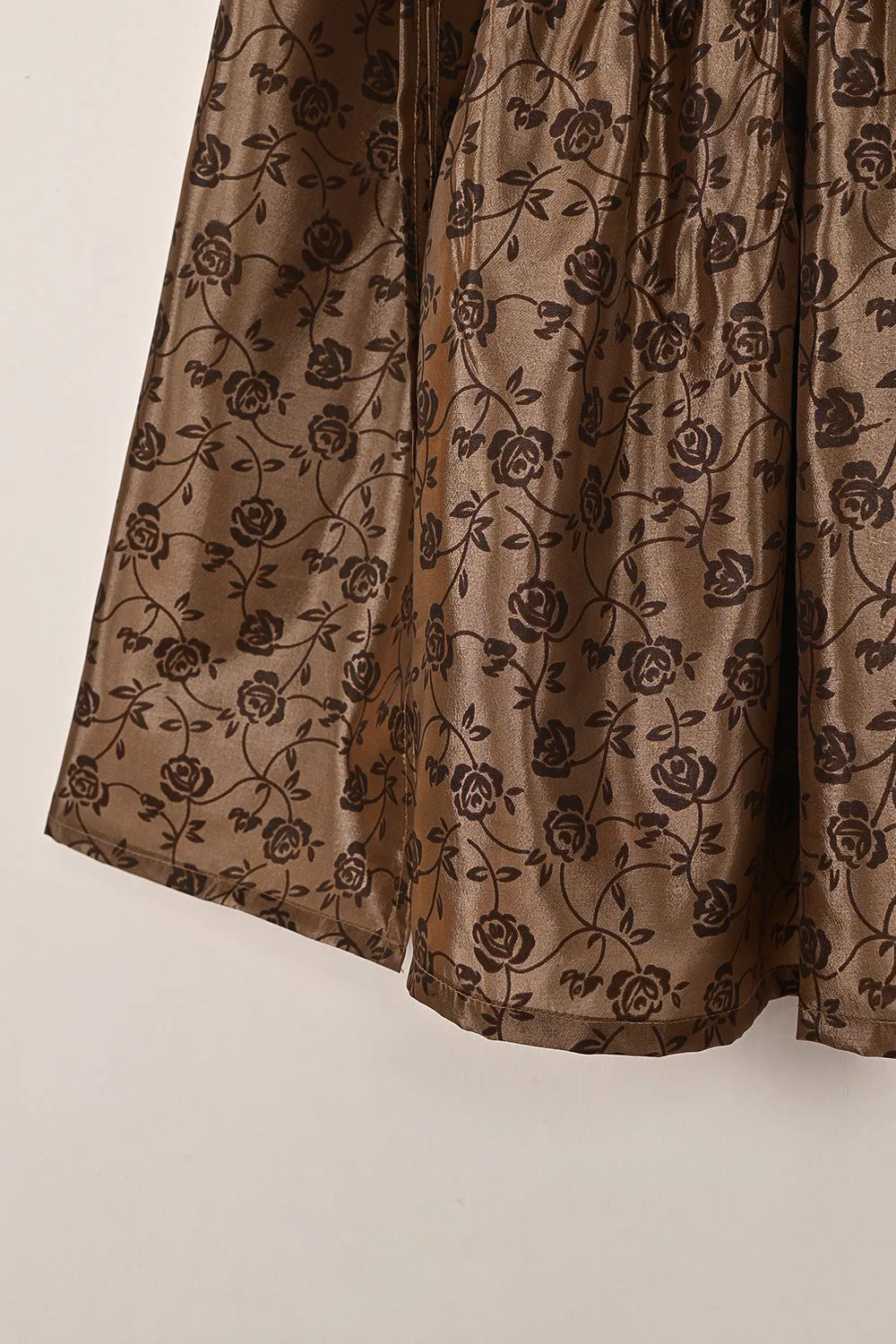 TKF-252-Brown - Kids 3Pc Ready to Wear Silk Printed Frock