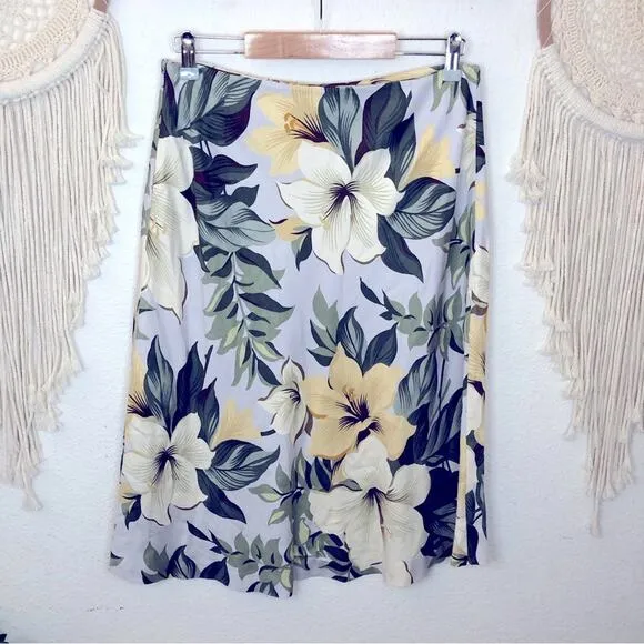 Tommy bahama floral print Hawaiian silk midi skirt size 14