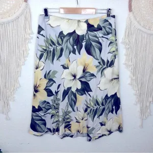 Tommy bahama floral print Hawaiian silk midi skirt size 14