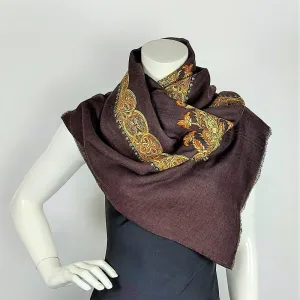 Traditional Omani masar shawl in kashmir wool and silk embroidery