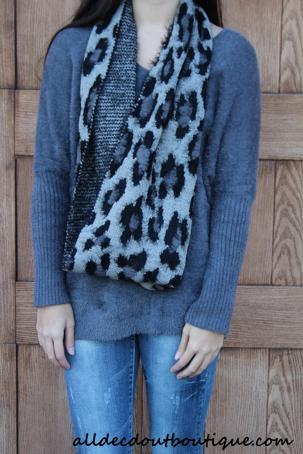 Treska | Leopard Infinity Scarf Grey