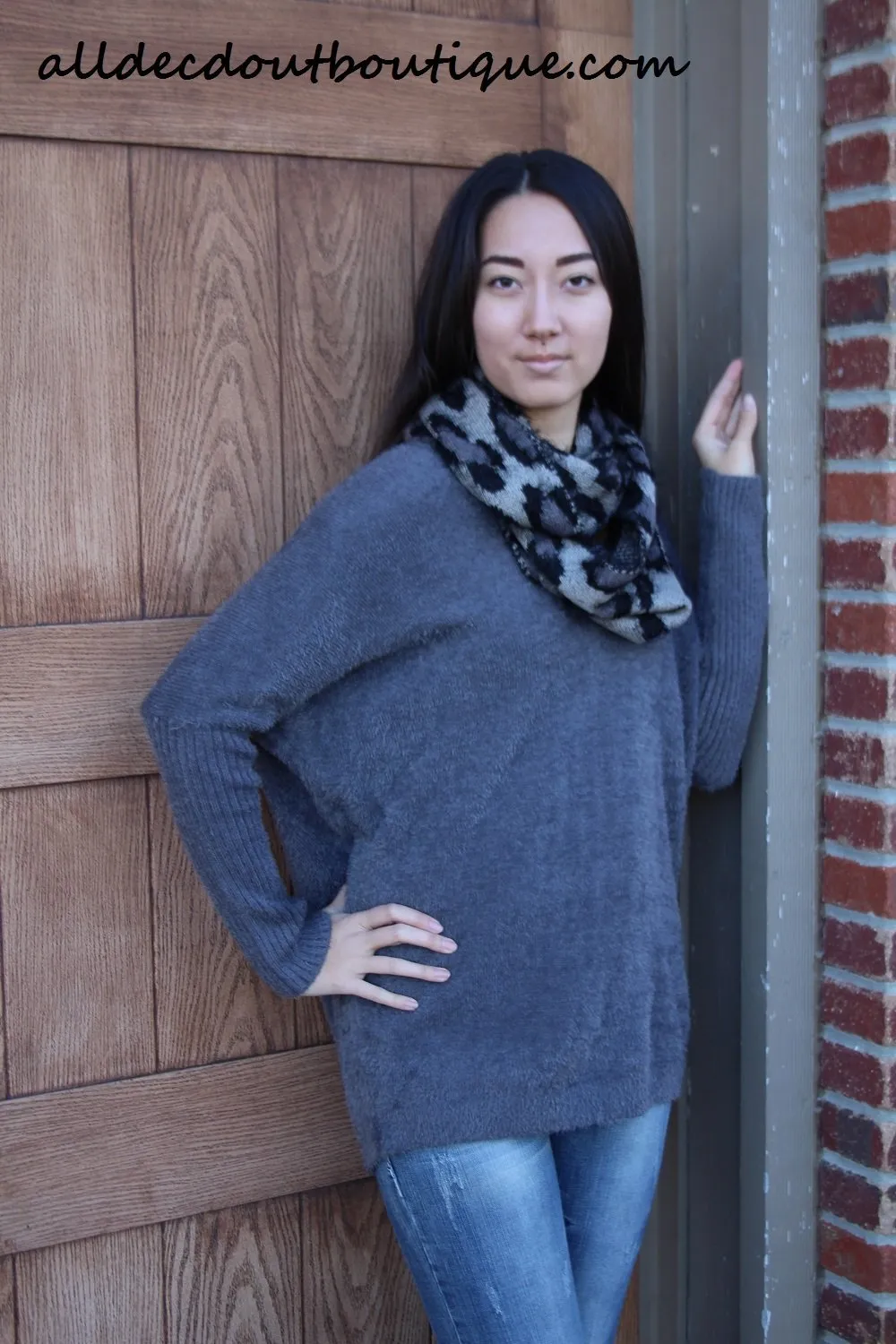 Treska | Leopard Infinity Scarf Grey