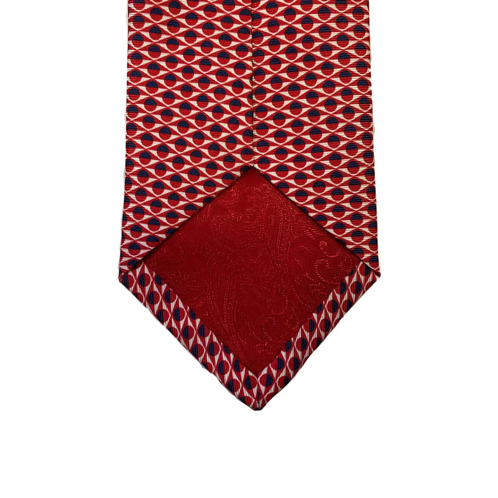 Turnbull & Asser Geometric Printed Silk Neck Tie TY4010, Red/White