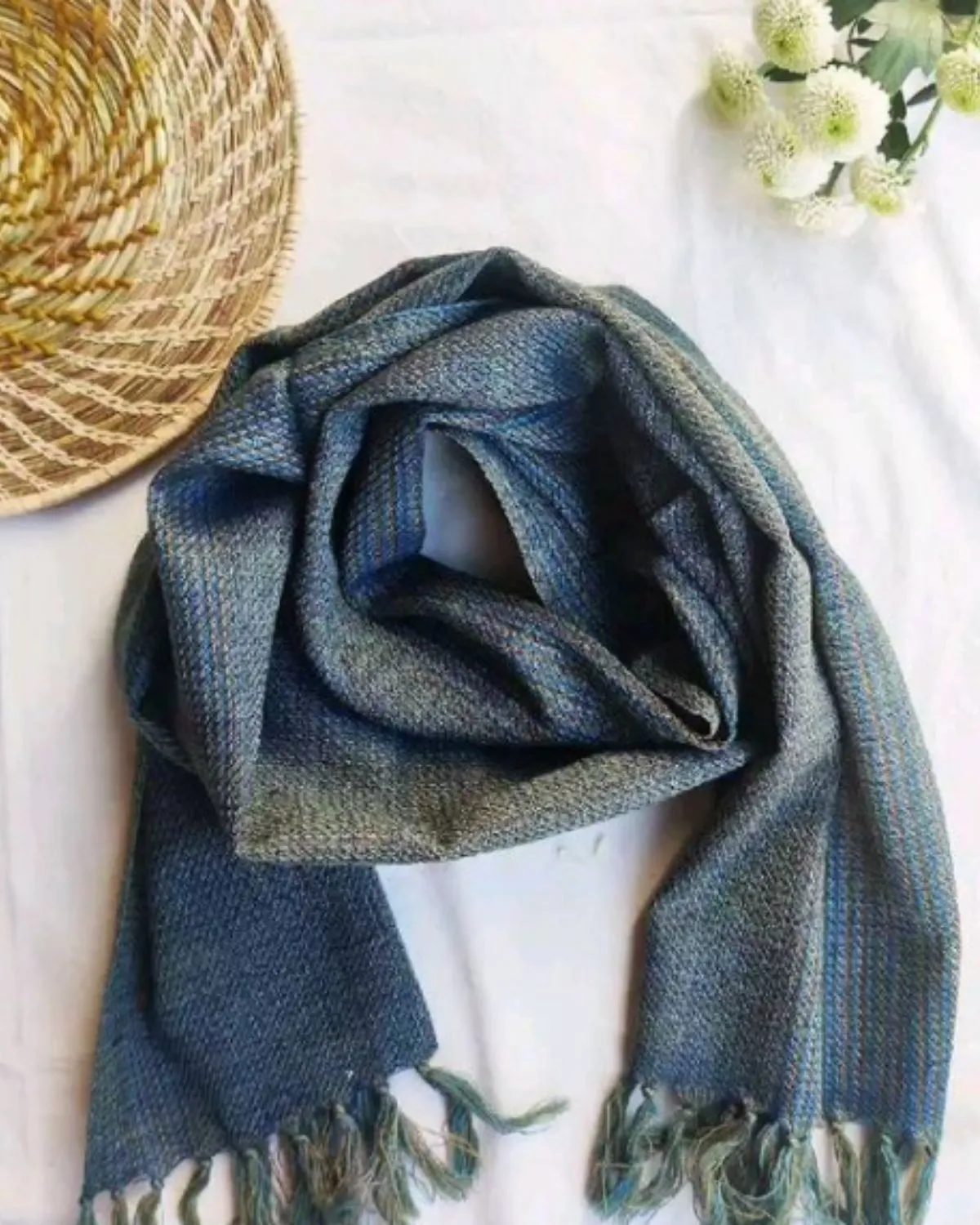 Turquoise Merino Wool Scarf