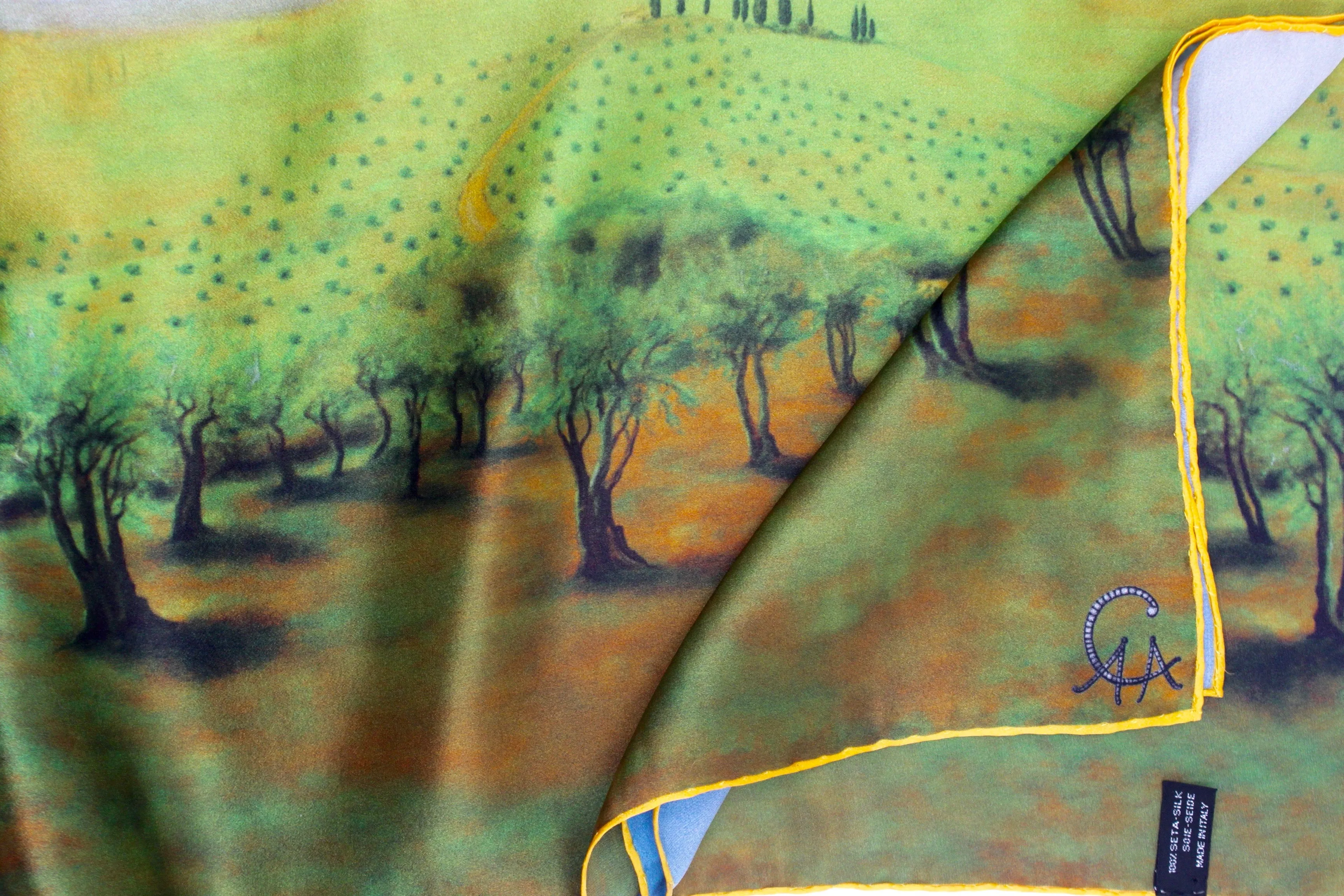 Tuscana Olive Grove Italian Silk Satin  70 x 180 cm