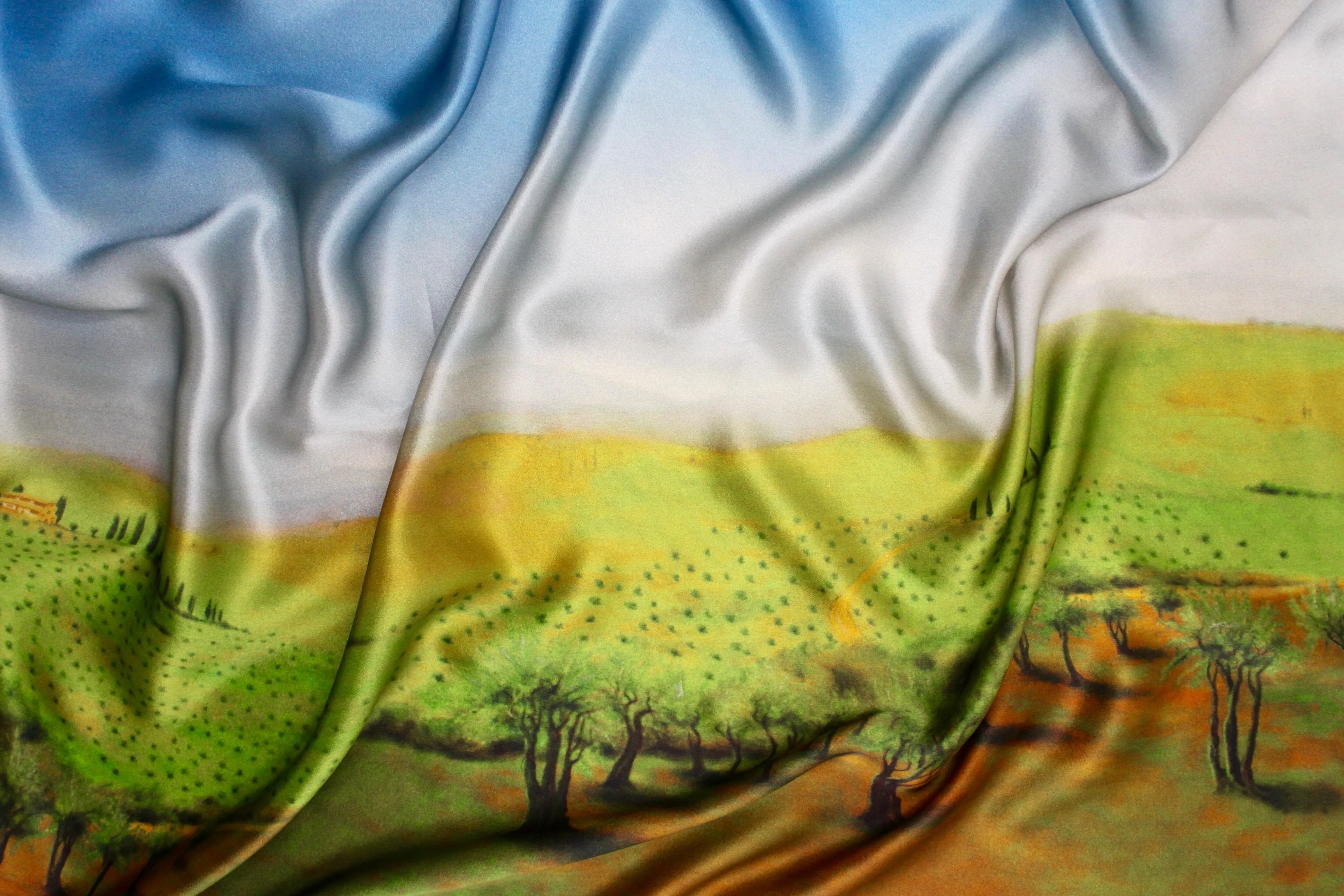 Tuscana Olive Grove Italian Silk Satin  70 x 180 cm