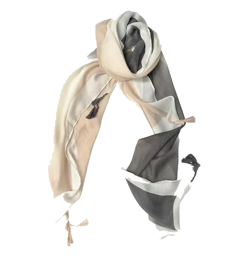Two-Tone Cotton Tassel Scarf