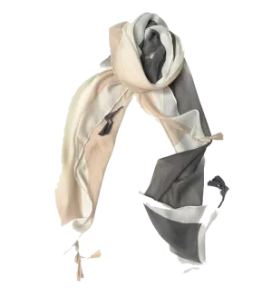 Two-Tone Cotton Tassel Scarf