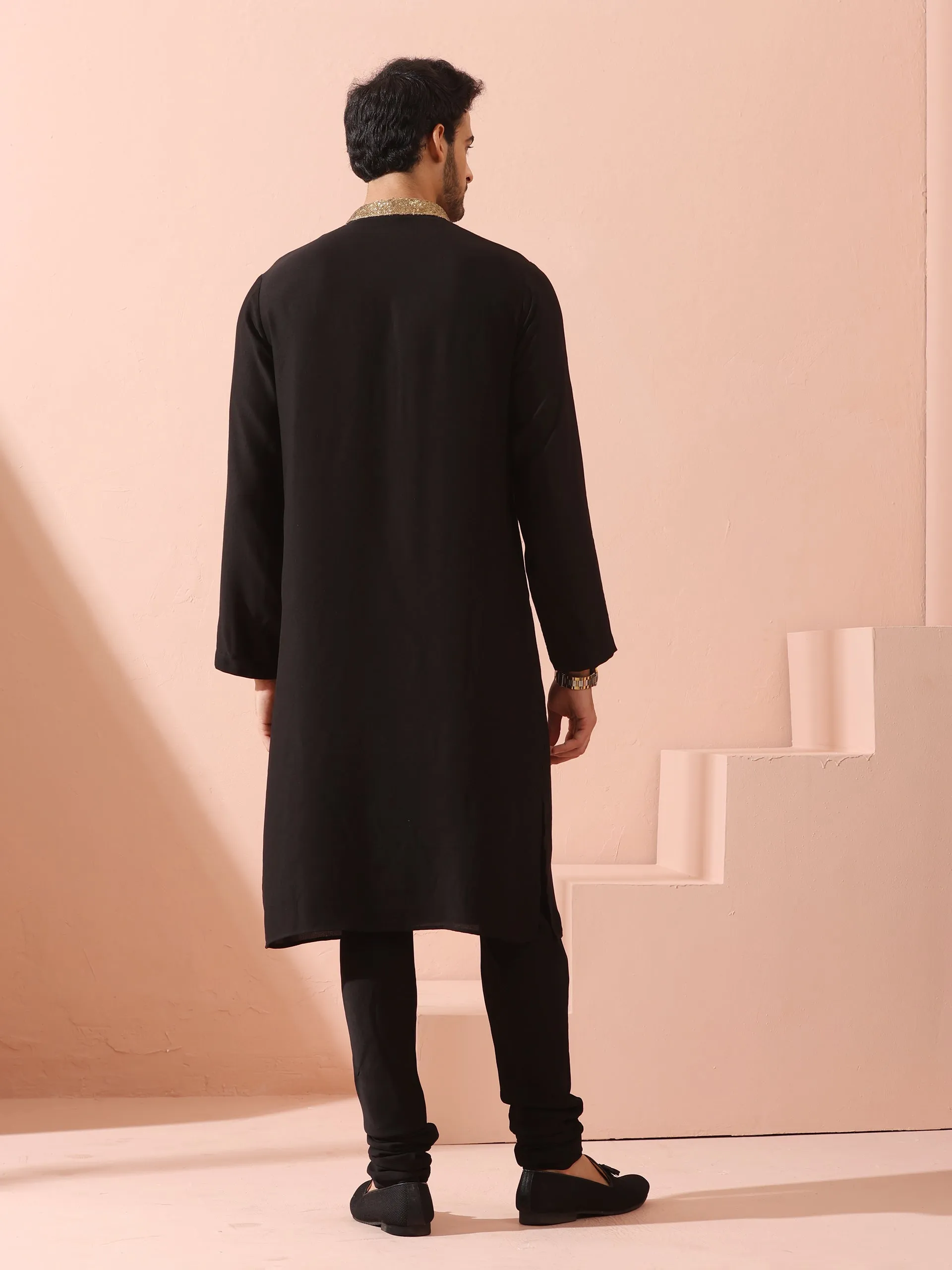 Tycoon Black Korean with Gold Placket kurta