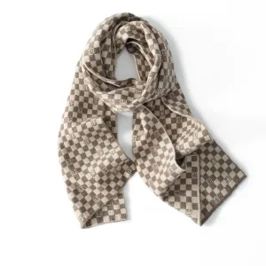 Unisex Checkered Cashmere Scarf Long Cashmere Knitted Scarves