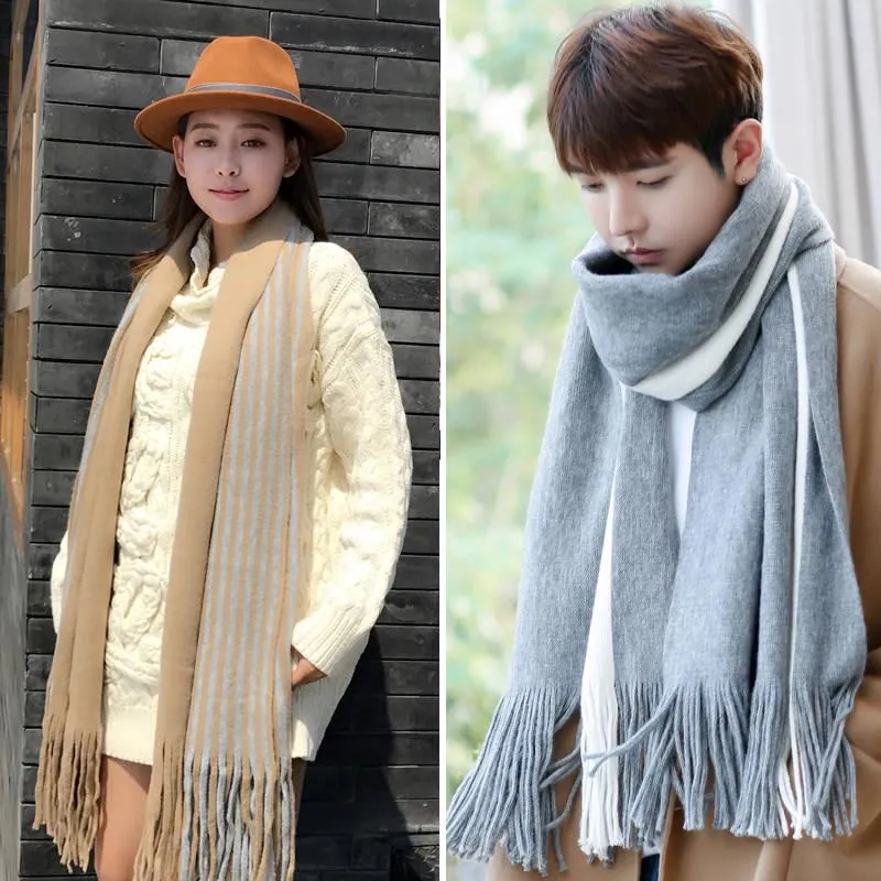 Unisex Knit Comfortable Warm Thick Long Scarf Women Tassel Big Outdoor Sweet Shawl Men Scarf