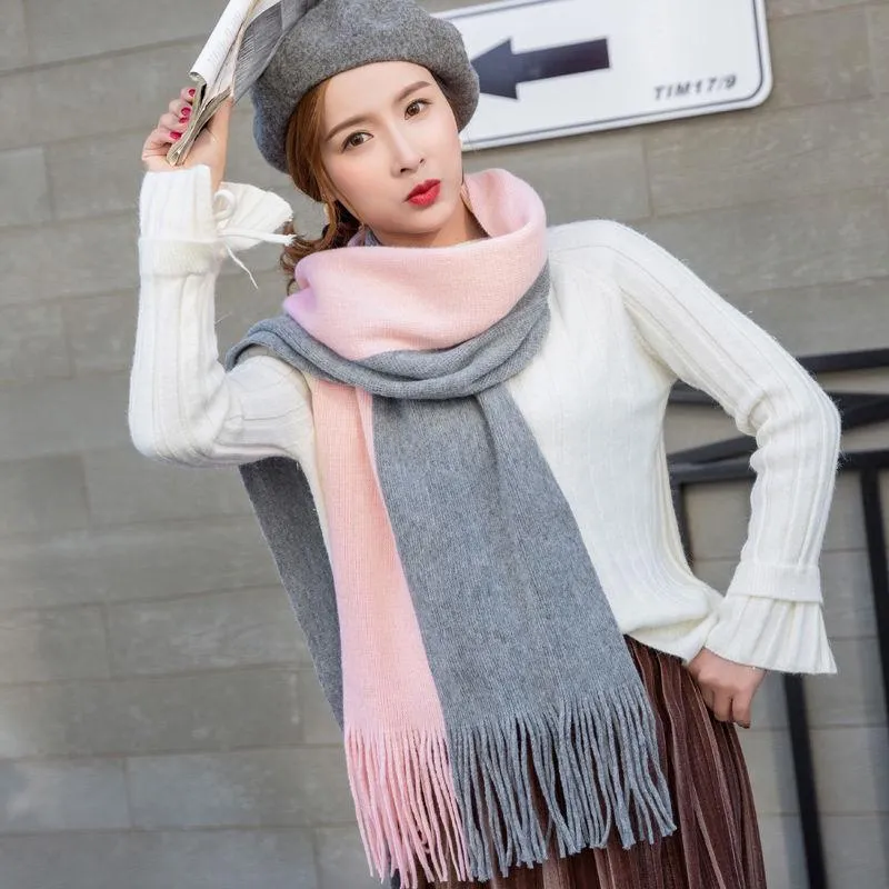 Unisex Knit Comfortable Warm Thick Long Scarf Women Tassel Big Outdoor Sweet Shawl Men Scarf