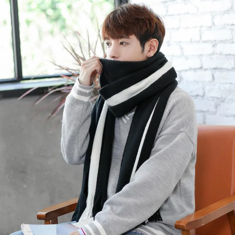 Unisex Knit Comfortable Warm Thick Long Scarf Women Tassel Big Outdoor Sweet Shawl Men Scarf