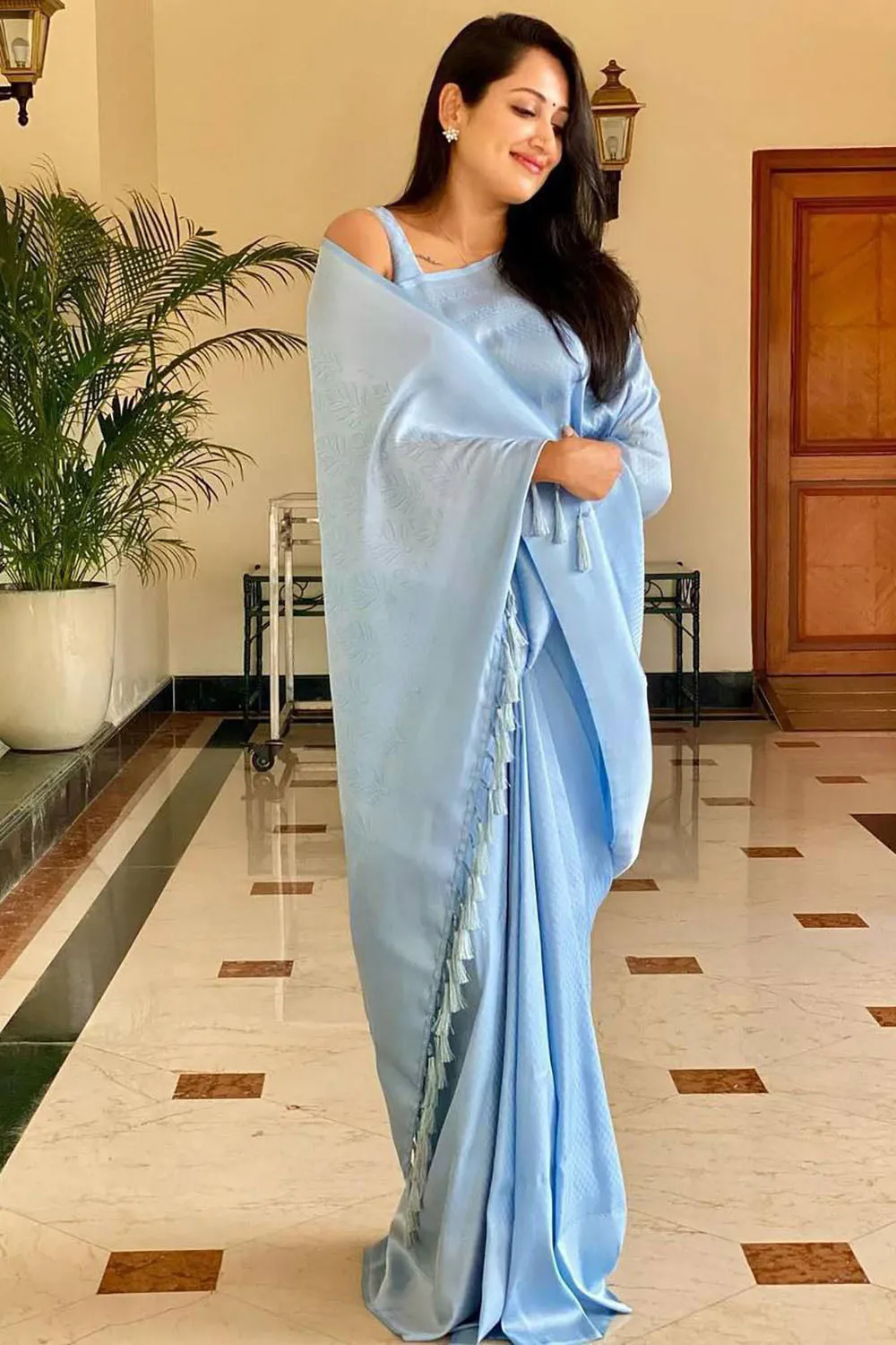 Uranian Blue Banarasi Soft Silk Zari Weaving Work