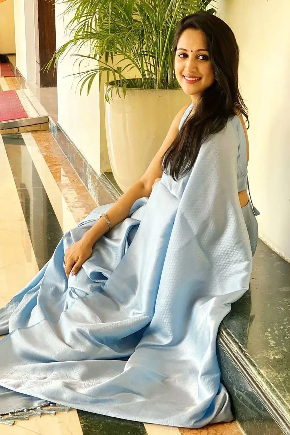 Uranian Blue Banarasi Soft Silk Zari Weaving Work