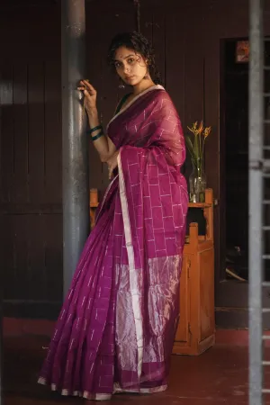 Utsav Pink silver Zari Chanderi Saree