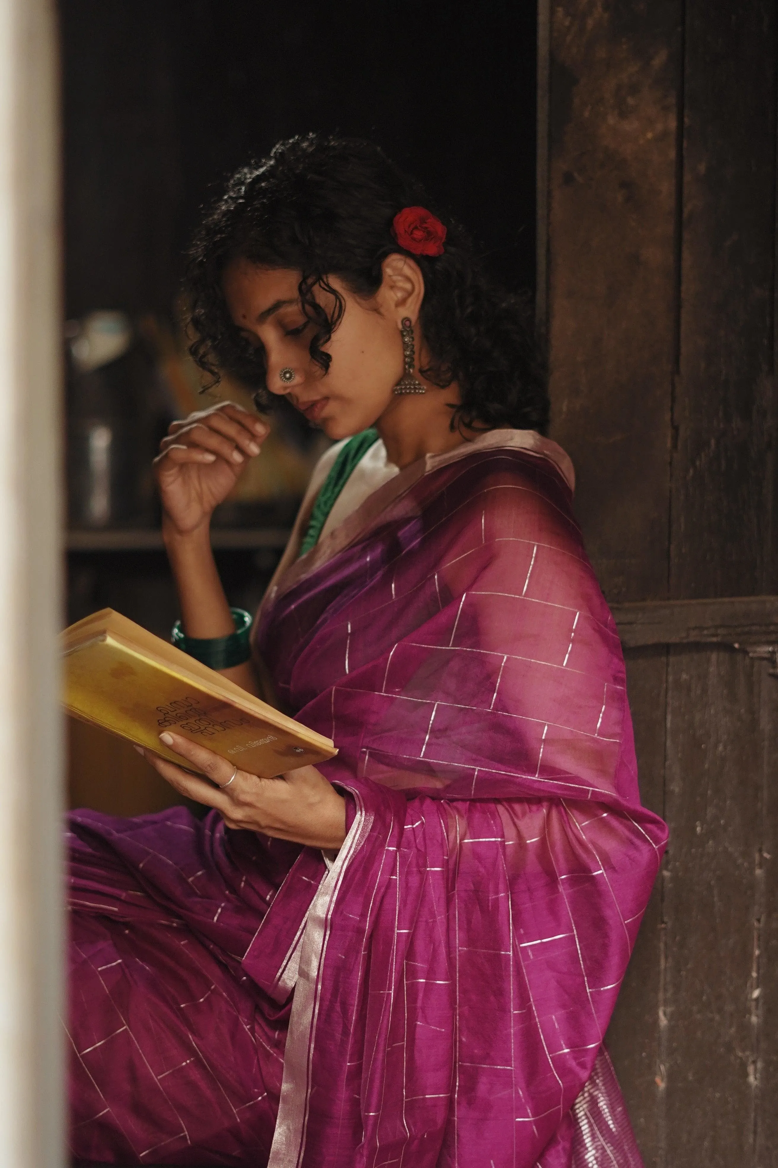 Utsav Pink silver Zari Chanderi Saree