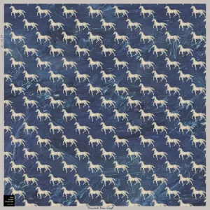 Van Gogh Equestrian Silk Pocket Square Scarf 14" x 14"