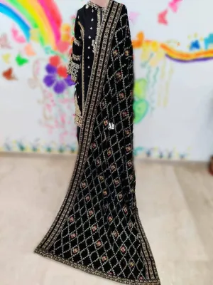 Velvet Embroidered Shawl/D 16