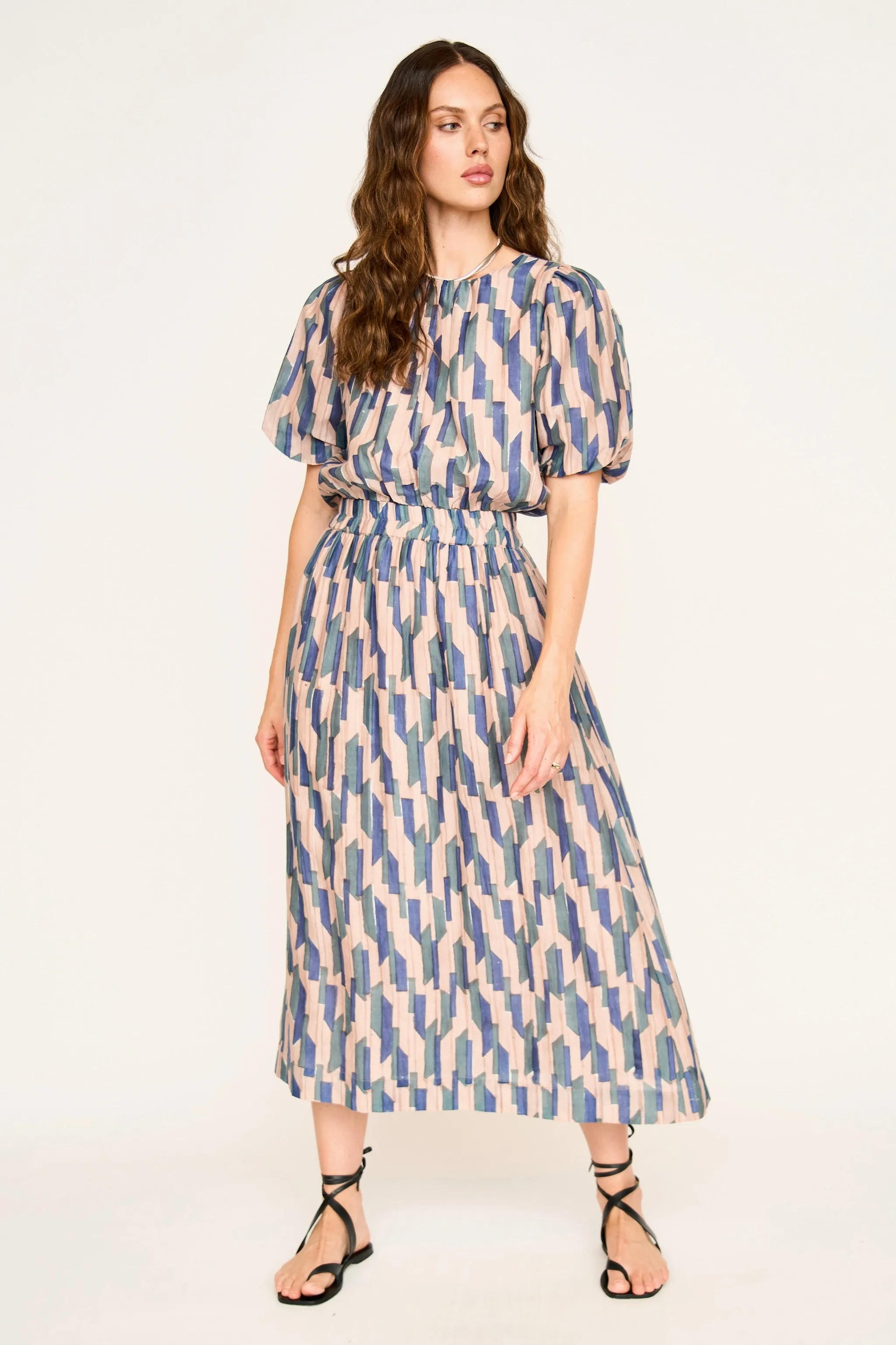 Verona Skirt in Cerulean Rainfall