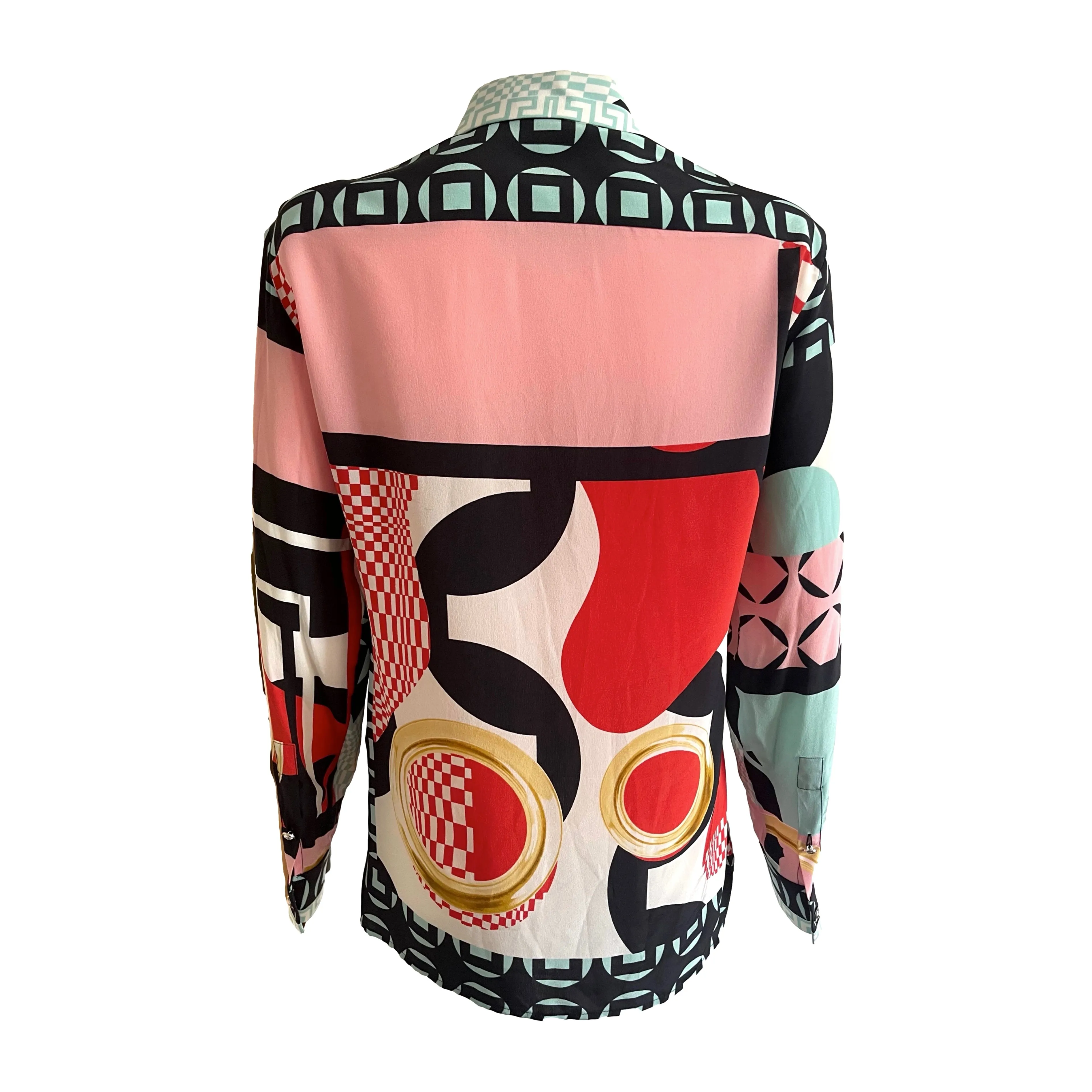 Versace Black Geometric Button Down