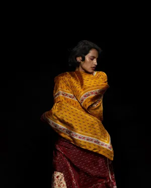 Viam   I   Red Ikat Hand Printed Scarf