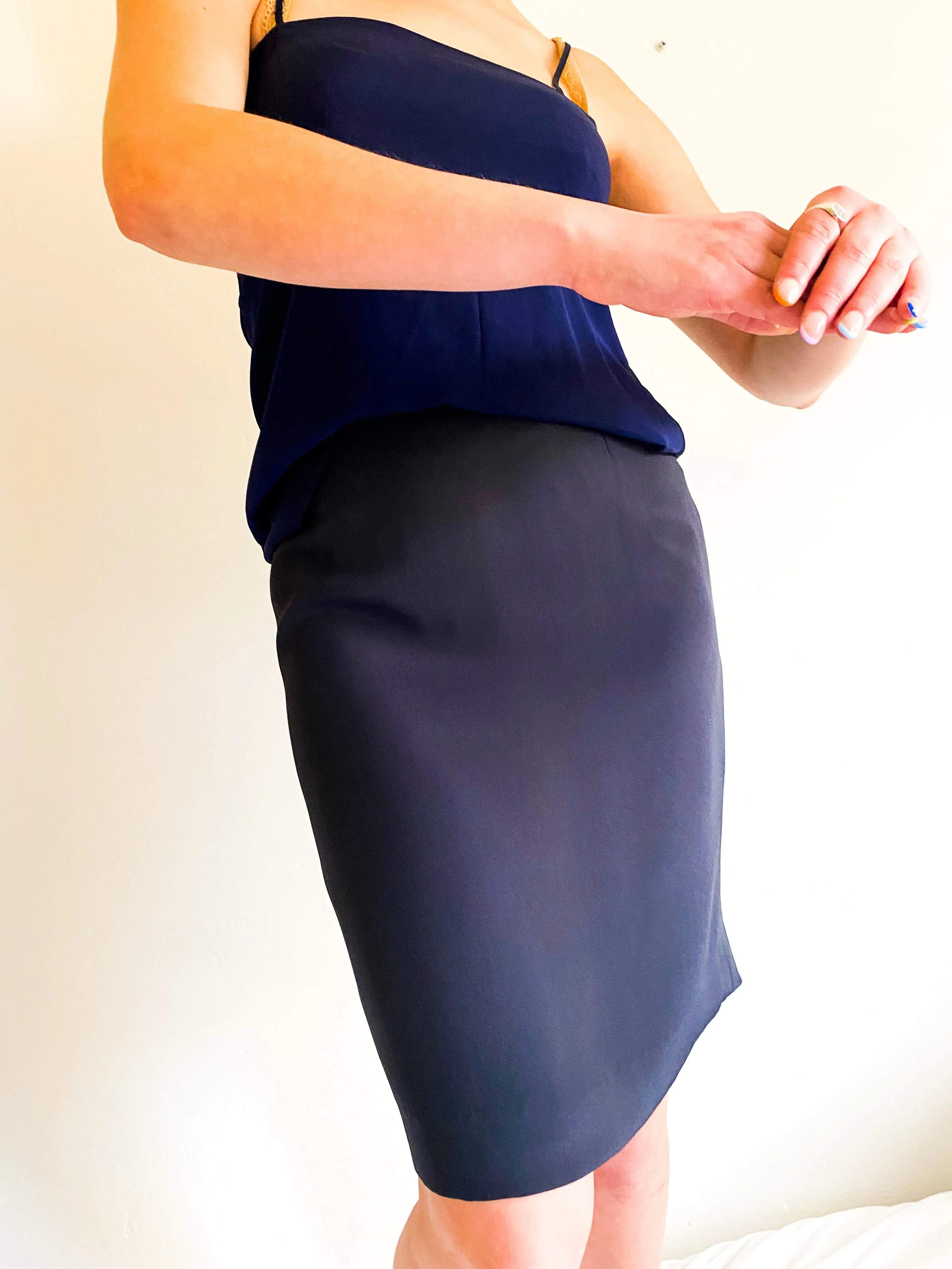 Vintage Armani Navy Silk Skirt