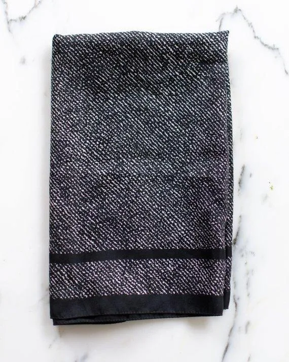Vintage John Weitz Black and White Geometric Abstract Square Silk Scarf