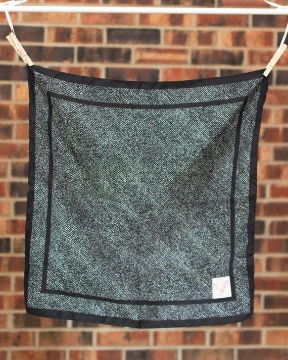 Vintage John Weitz Black and White Geometric Abstract Square Silk Scarf