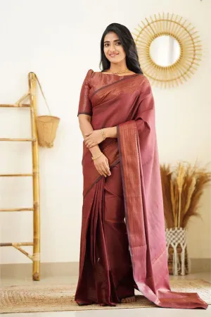 Vintage Maroon Soft Silk Saree With Zari Weaving Work