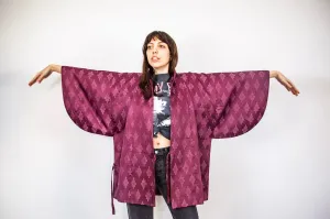 VINTAGE PLUM SILK HAORI KIMONO