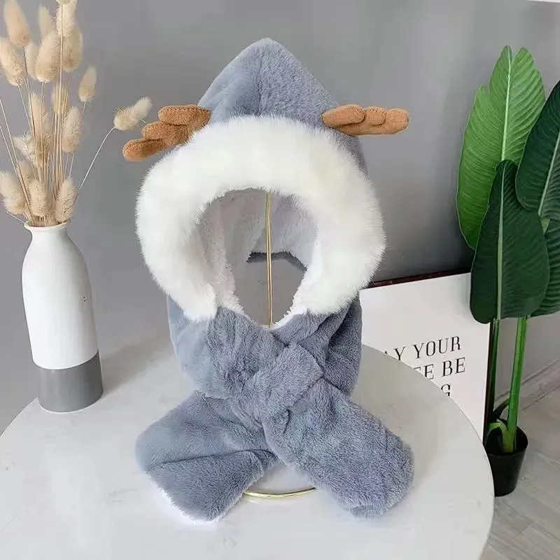 Warm And Cosy - 2 - In-1 Hat And Scarf With Plush For Cold Days