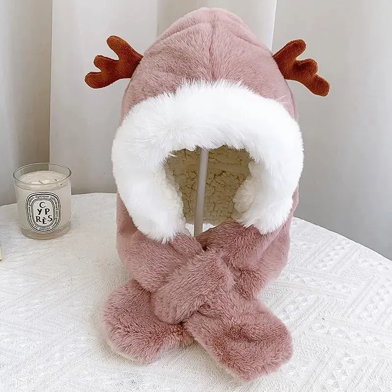 Warm And Cosy - 2 - In-1 Hat And Scarf With Plush For Cold Days