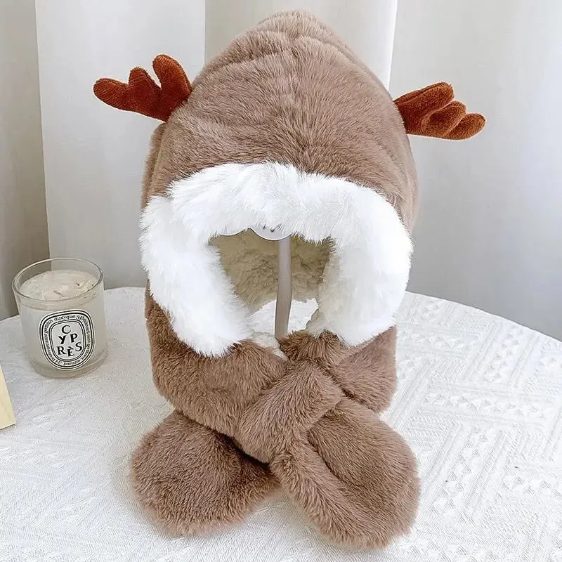 Warm And Cosy - 2 - In-1 Hat And Scarf With Plush For Cold Days
