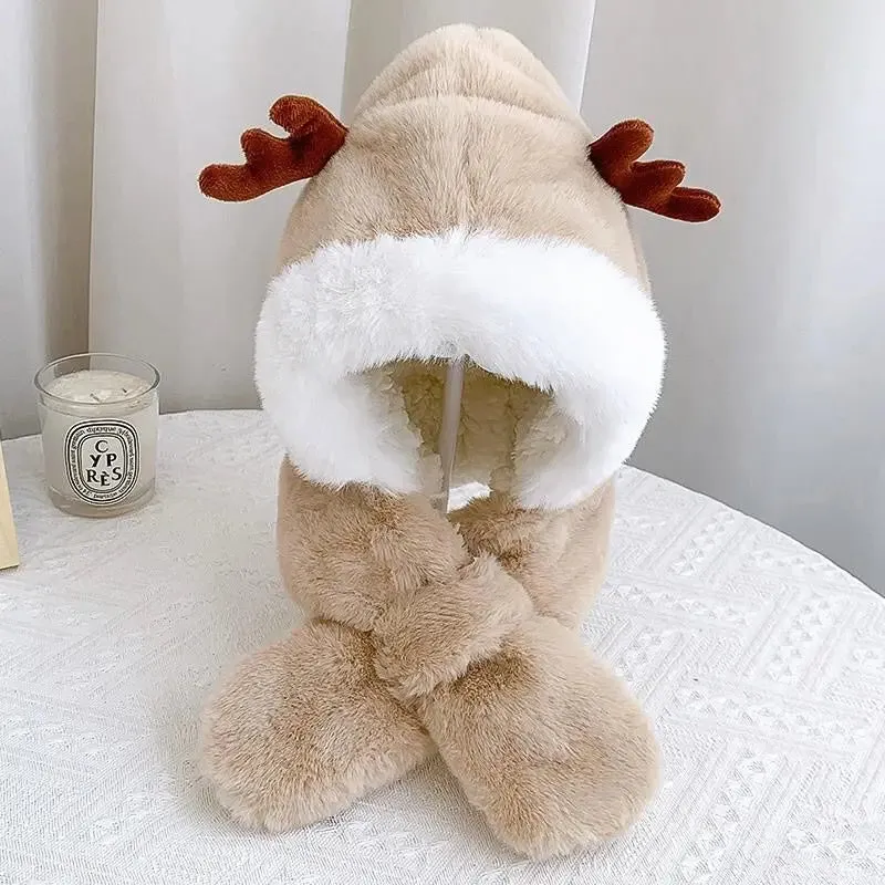 Warm And Cosy - 2 - In-1 Hat And Scarf With Plush For Cold Days