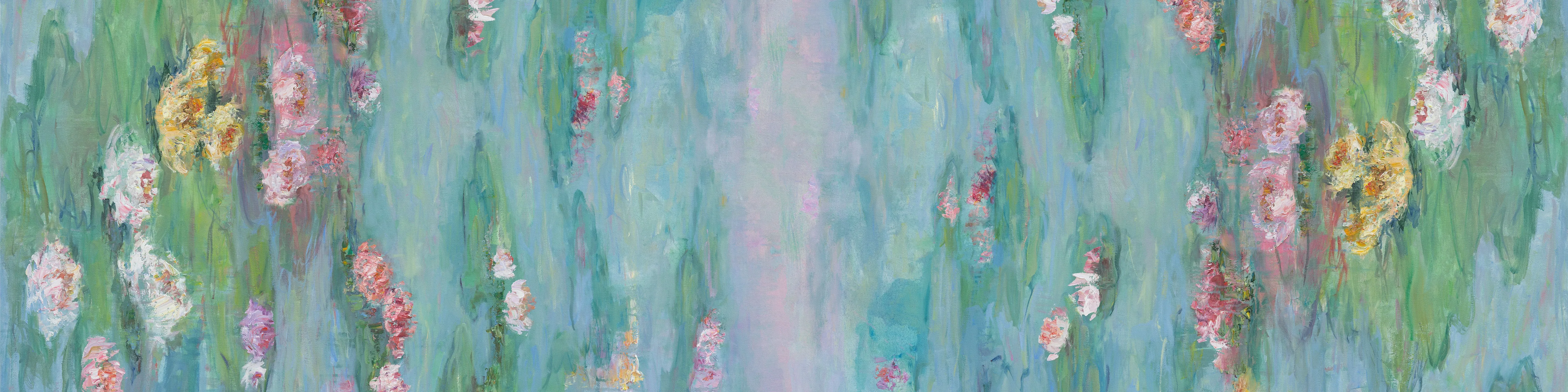 Waterlily Radiance, 75x18-inch Long Italian Silk Scarf
